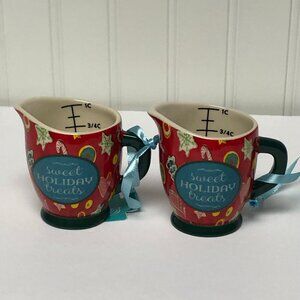 Pioneer Woman Christmas Ornaments 2pc Red Mini Measuring Cup 3" Sweet Holiday